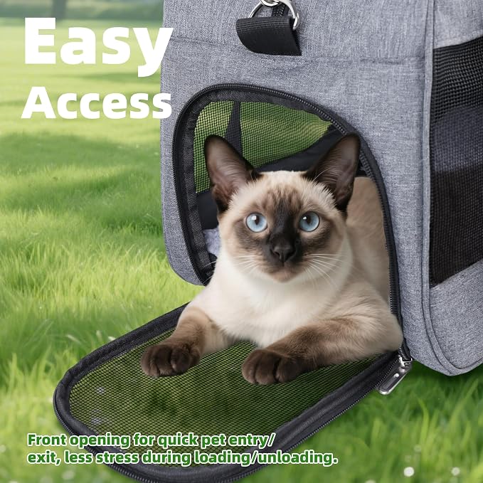 Cat Carrier for Small Cats Dogs, Soft-Sided Pet Carrier for Cats Puppies Small Pets, Lightweight Comfortable Travel Cat Dog Carrier (Grey) - Image 8