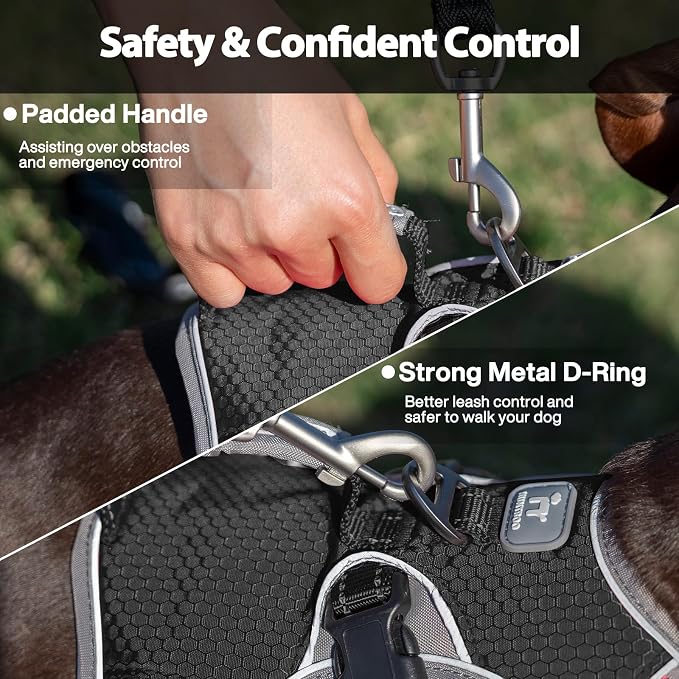 Escape Proof Dog Harness, Dachshund Harness, Reflective Dog Harness with Handle, Durable,Adjustable Vest for Small Medium Large Dogs Walking, Training, and Running Gear (Black,XL) - Image 4