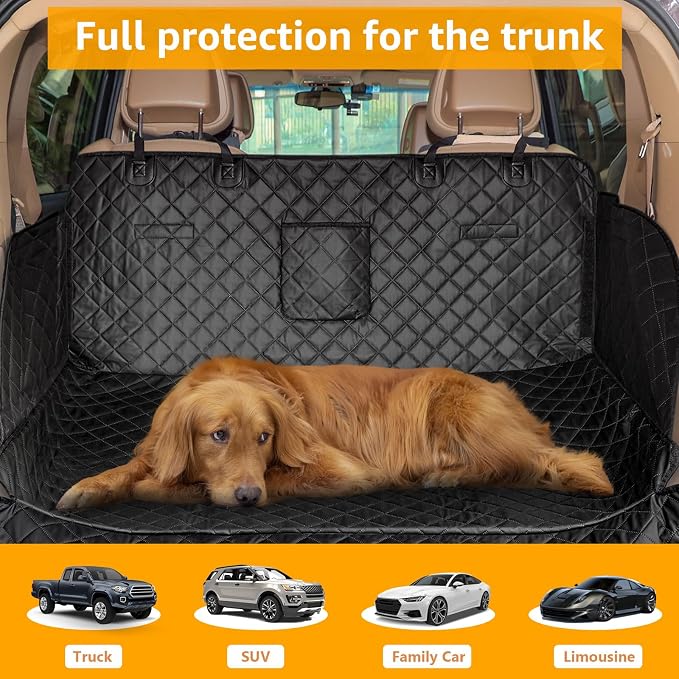 PETICON SUV Cargo Liner for Dogs, PU Leather Trunk Cover with Bumper Flap | Waterproof Pet Cargo Cover with Side Flaps, Dog Car Seat Cover with Non-Slip Mat Prevents Scratches, Pet Hair, Mud, and Dirt - Image 9