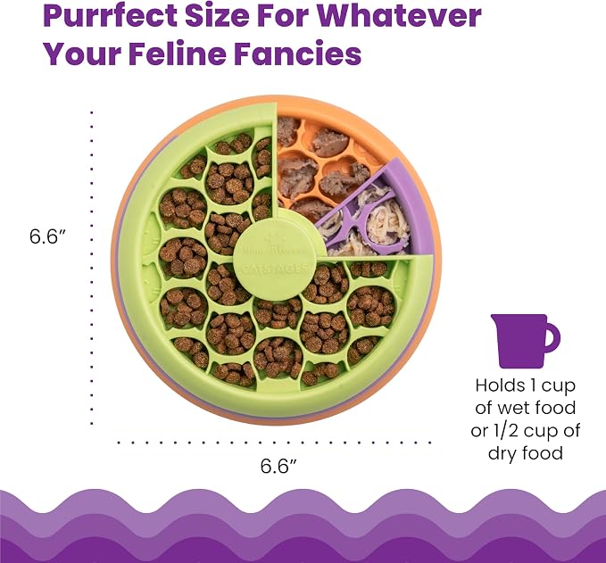 Catstages Nina Ottosson Kitty Lickin' Layers Cat Toy Treat Puzzle, 6.6" | Level 2 Intermediate, 3 Layers, 70+ Treat Compartments, Dry or Wet Food, Slow Feeder, Enrichment, Indoor Cats & Kittens - Image 5