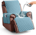 KinCam 100% Waterproof Recliner Chair Covers Washable, 23.6", Light Blue | Anti Slip Reclining Couch Covers for Pets Dog, Recliner Sofa Slipcover Storage Pocket, Furniture Protector with Elastic Strap by KinCam