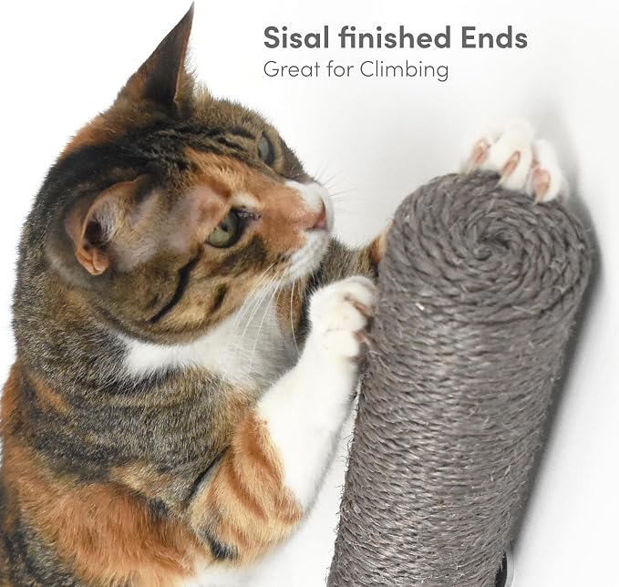 18" Compact Wall Mounted Cat Scratcher, Sisal Scratching Post - Grey - Image 4