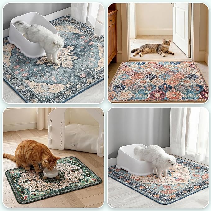 Hompet Cat Litter Mat 2 Pack, 24x60 Large Machine Washable Trapping Mats for Cats, Super Absorbent & Urine-Proof Cat Litter Box Mat for Floor, Waterproof & Non Slip Kitty Litter Rug - Image 4