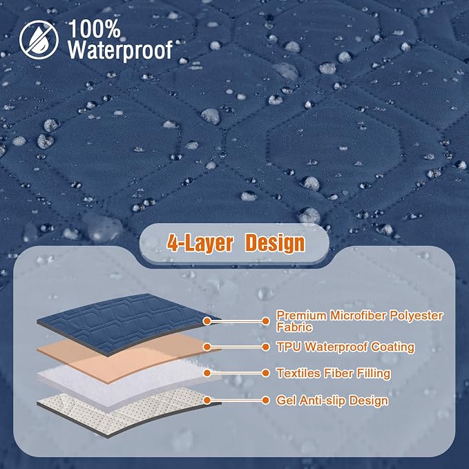 VANSOFY 100% Waterproof Recliner Chair Covers, Recliner Cover Non-Slip Dog Chair Cover Furniture Protector Washable Slipcover with Pocket, Elastic Straps for Pets, Dogs(Ocean Blue, 28") | Non-Slip, Slipcover with Pocket, Furniture Protector, Elastic St... - Image 6