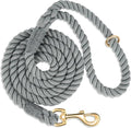 5 FT Handmade Rope Dog Leash for Small Medium and Large Dogs | Soft and Comfortable Grip, New Golden Heavy Duty Metal Clasp, Grey by PetsGoodFriend
