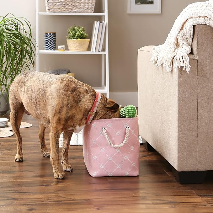 Bone Dry Pet Storage Paw and Bone, Trellis Collection, Medium Rectangle, 16x10x12, Pink - Image 5