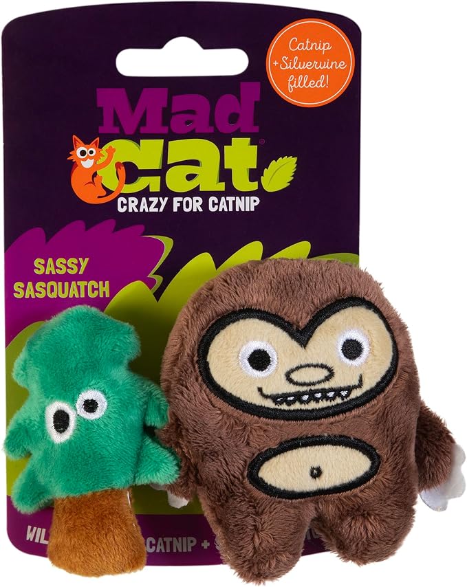 Mad Cat Sasquatch Woodland Catnip and Silvervine Plush Cat Toys, Pack of 2 | Mythical creature pair that sparks batting, kicking and cuddly play sessions for felines during active time at home daily by Unknown