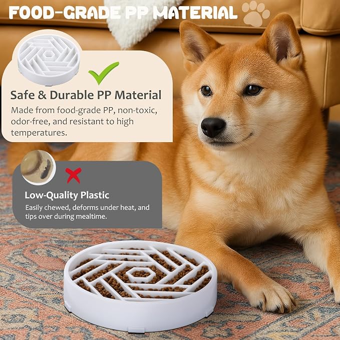 WHIPPY Slow Feeder Dog Bowl, Puzzle Maze Design to Slow Down Eating, 3-Cup Capacity, Anti-Gulping Food Bowl for Medium & Large Dogs,Blue - Image 7