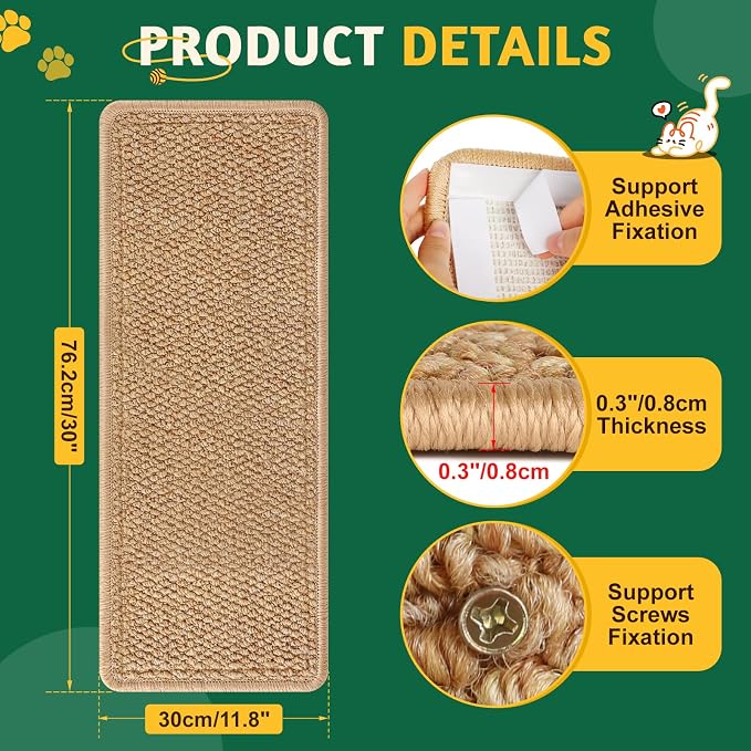 ENONCI Corner Cat Scratcher, 30x11.8 Furniture Furniture Protector Couches & Walls​ - Image 7