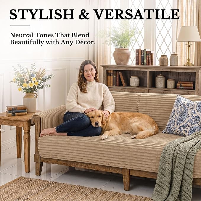 Smiry Waterproof Couch Cover for Dogs, Washable Non Slip Plush Protector | Waterproof Protection, Plush Flannel, Non Slip Backing, Pet Hair & Scratch Protection, Soft Cover (36" x 82.7") - Image 2