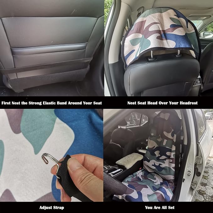 Car Seat Cover Protector Front Seats,for Gym Workout,Running,Swimming,Beach and Hiking,Waterproof Sweat Towel Bucket Seat Covers for Cars SUV Trucks (Camouflage, 1Pcs) - Image 4