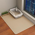 HCY&WLD Cat Litter Mat, Double Layer Cat Litter Box Mat (35x24 Inch, Khaki) | Waterproof Urine-Proof Non-Slip Litter Trapping Mat, Soft on Kitty Paws, Scratch-Resistant, Scatter Control, Easy to Clean by HCY%26WLD