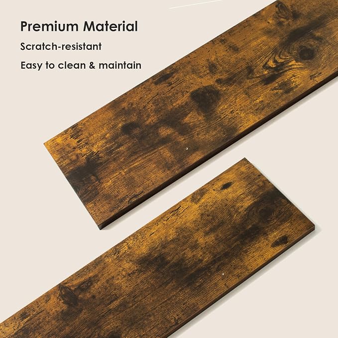 Long Wall Shelves, 39.4Inch Wooden Wall Mounted Shelves, Set of 4 | Floating Book Shelf with Metal Brackets, Easy Assembly, Max Load 33lbs, Wall Storage Ledges, Bathroom/Bedroom, Rustic Brown - Image 9