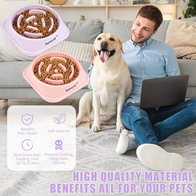 2 Pack Slow Feeder Dog Bowls for Medium Dogs & Cats | Non-Slip Base, Anti-Choking Design, Reduces Bloating & Overeating, Easy to Clean, 1.5-2 Cups - Image 5