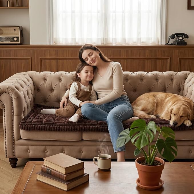 Fixwal Waterproof Flannel Dog Couch Cover, 27.6" x 47", Dark Brown | Integrated TPU Barrier, Non-Slip Backing, Machine Washable, Pet Friendly, Easy Clean Pet Hair, Soft Sofa Cushion Protector - Image 9