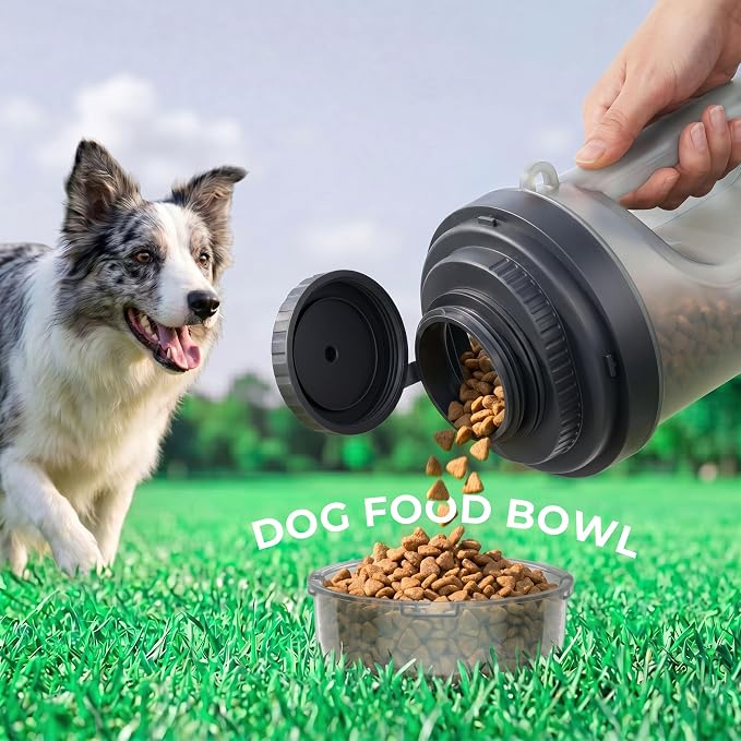 33.5oz Portable Dog Water Bottle for Travel Hydration&Food Feeder | 13.5oz Food Storage, 13.5oz Water Dispenser Bowl, 6.5oz Food Container, Leak-Proof, for All Breeds, Outdoor, Walking, Hiking - Image 8