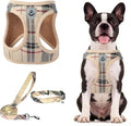 PUPTECK Dog Harness, Collar and Leash Set No Pull for Small Medium Sized | Plaid Puppy Step-in Escape Proof Reflective No Choke Pet Cat Adjustable Walking Vest by PUPTECK