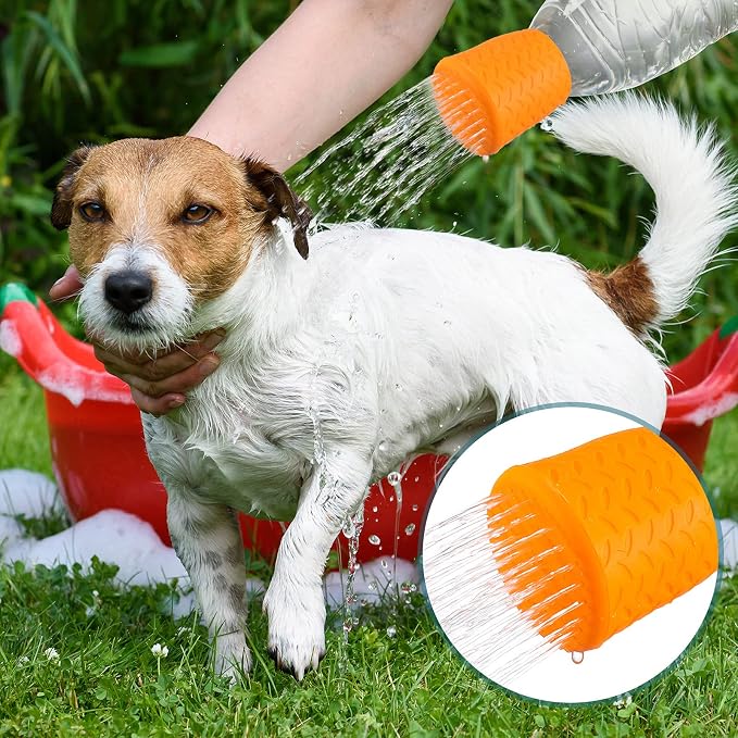 3 Pieces Portable Outdoor Shower for Dogs, Bottle Attachment Outdoor Water Sprayer Accessory, Works with Most Plastic Water or Soda Bottles from 16 oz to 2 Liters (Sky Blue, Light Green, Orange) | Portable Outdoor Use, Fits 16oz to 2 Liter Plastic Bott... - Image 3
