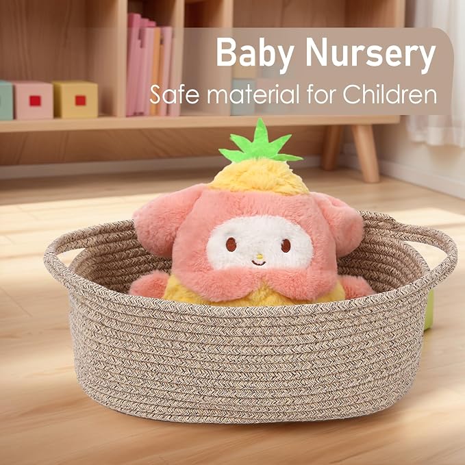 JMvicyroam Small Woven Basket, Empty Gift Basket, Oatmeal/3 Pack | Small Gift Basket, Cotton Rope, 12 x 8 x 14 in, Handles, Includes Ribbon and Bag, Birthday Gift Basket - Image 5