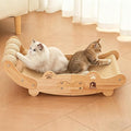 Large Sisal Cat Scratch Pad, Nartural Soild Wood Cat Scratcher Bed with Sisal Scratching Felt and 4 Balls for Indoor Cats Scratch & Lounger & Sleep (Large Size, Nature Wood) by Vigormar