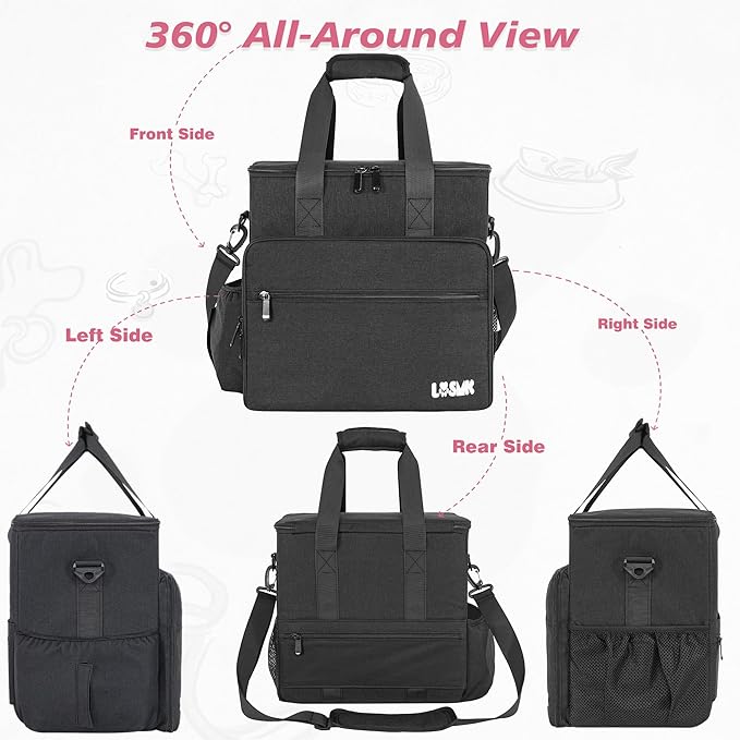 Dog Travel Bag, Large Pet Travel Set with Multi-Function Pockets | 2 Food Storage Containers, 2 Collapsible Bowls, 1 Feeding Mat for Pet Supplies, Road Trip Essentials, Weekend Camping, Black - Image 4