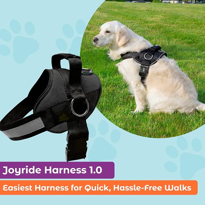 Joyride Basic Dog Harness 1.0 | Black Onyx | S | Adjustable pet vest with 3 side leash rings for training, walking and improved control for small, medium or large dogs - Image 2