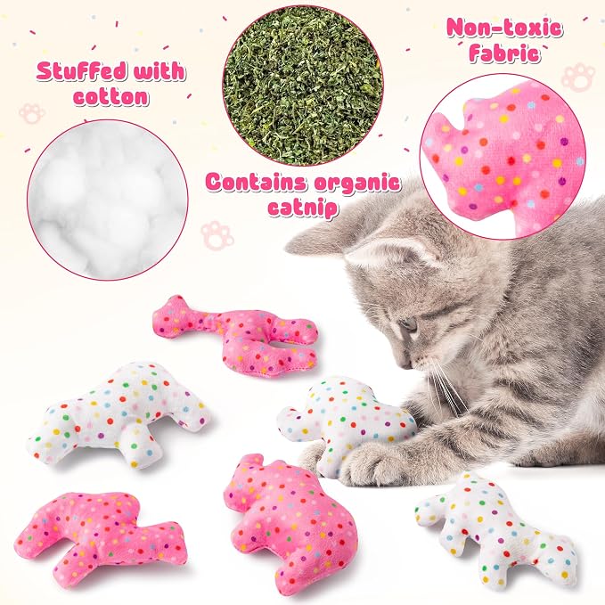 MALLMALL6 6Pcs Frosted Animal Cookie Catnip Crinkle Paper Sound Toys Gift for Cat, Catmint Teething Chew Kick Interactive Toy for Indoor Cats, Soft Candy Pet Presents Supplies for Kitten Lover - Image 3