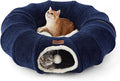 ZOMISIA Cat Tunnel Bed for Indoor Cats, Cute Cat Donut Toy Tunnel for Small Large Cats with Washable Circle Cushion, Peekaboo Pet Cave Play Tunnel for Kitten, Puppy, Navy Blue by Zomisia