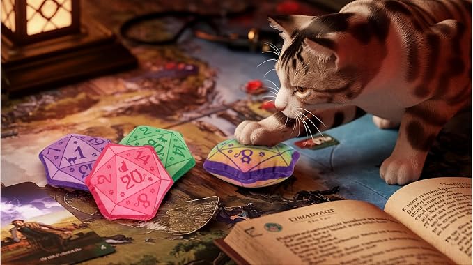 CiyvoLyeen Plush D20 Dice Catnip Toys for Indoor Cats 5 Pack | Interactive D20 Cat Chew Toys, Boredom Relief, Soft Durable Plush with Catnip, Tabletop RPG Inspired DND Gift for Cat Lovers - Image 6