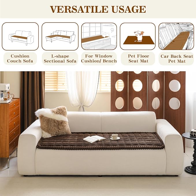 MYSKY HOME Couch Covers for Dogs, Sofa Cover for 3 Cushion Sofa, Chococlate | 27.6" x 70.9" Sofa Covers for Pets Washable, Soft Non-Slip Sofa Slipcovers, Furniture Protector Covers, Pet Friendly - Image 4