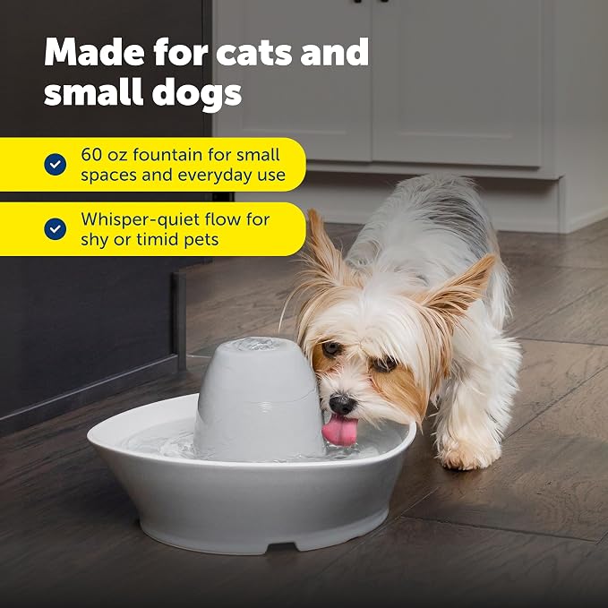 PetSafe Creekside Ceramic Pet Fountain, 60 Oz, Extra Filters | 60 Oz Capacity, Whisper-Quiet Flow, Includes 12 Extra Carbon & 2 Extra Foam Filters, Dishwasher Safe, Cats & Small Dogs - Image 7