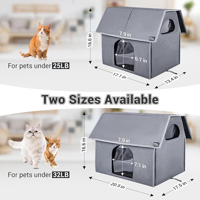 MIU Color Outdoor Cat House, Extra Large Weatherproof Cat Houses for Outdoor Cats, Warm Feral Cat Shelter with Removable Soft Mat, Big Cat Bed, 20.5"x17.5"x16.6" | Insulated Feral Cat Shelter with Removable Soft Mat, Easy to Assemble,20.5"x17.5"x16.6" - Image 4