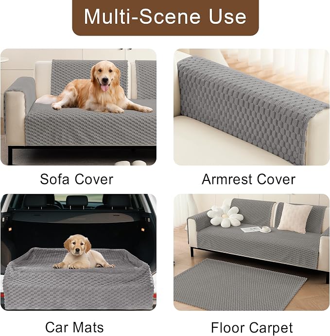 Foxdecor Couch Cover for Dogs Sofa Covers Non Slip Couch Pad Pet Friendly | Pet Couch Covers Washable Sofa Protector, Furniture Cover Couch Seat Protector for Living Room, Grey 28x53 Inch - Image 5