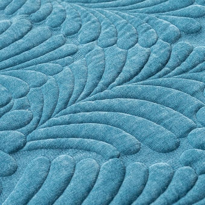 Set of 2 Palm Leaves Decorative Square Throw Pillow Covers Soft Chenille Plush Quilted Cushion Covers for Couch Sofa Bed (Blue,18"x18") - Image 3
