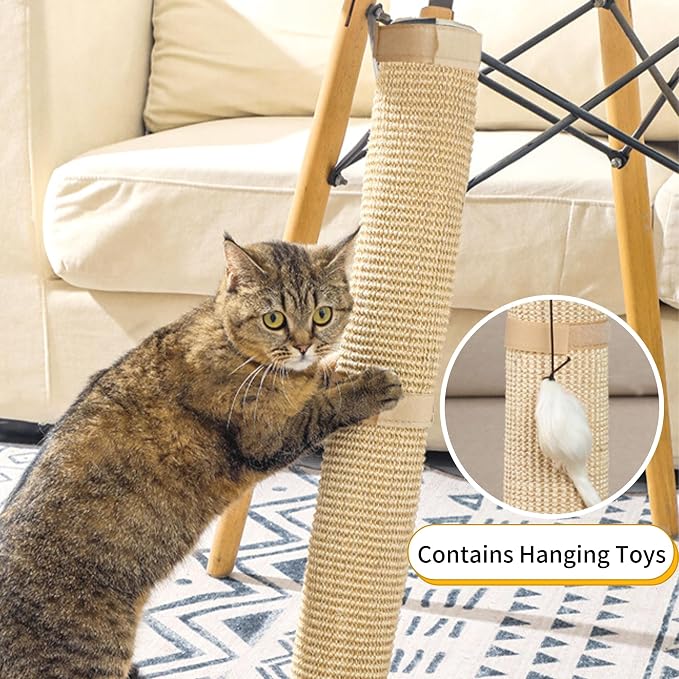 JanYoo 2 Pieces Cat Scratcher Mat for Table Leg Sisal Cat Scratching Pad Scratch Mat for Cat Scratch Pad Rug 19.69 × 9.84 in(Beige) - Image 4
