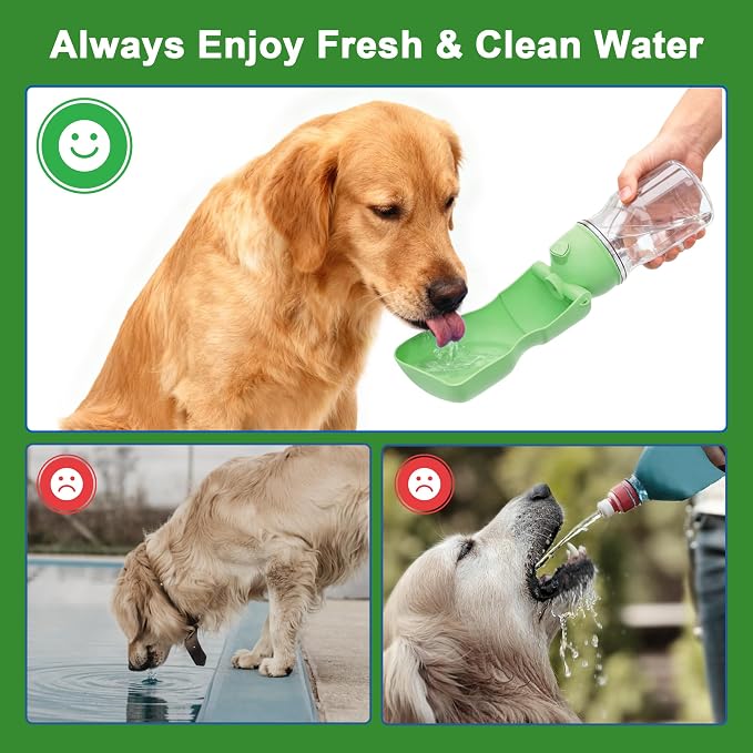 Amerisun Dog Water Bottle, 16.9 OZ Collapsible Leak-Proof Pet Water Bowl | Collapsible Water Bottle,Suitable for Dog, Cat, Puppy, Guinea Pig, Hamster & Bunny. Ideal for Walking, Hiking (A012B-Green) - Image 6