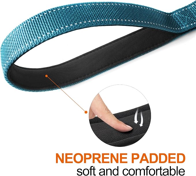 Twoear 4FT 1IN Heavy Duty Dog Leash for Large Dogs with 2 Padded Handles | Traffic Handle Extra Control, Auto Lock Hook, Strong Reflective Walking Leash for Night Safety, Medium and Large Breeds,Blue - Image 4