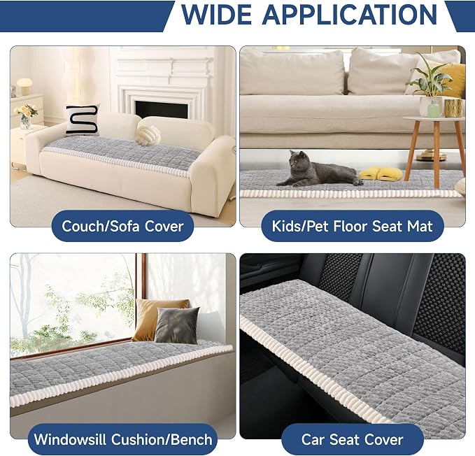 OTOB Couch Cover for Dogs Washable Non Slip Pet Couch Covers Sofa Protector | Light Gray, 27.6" x 59.1", Fuzzy Soft Plush, Pet Friendly, All Seasons, Breathable, Modern, Wear-Resistant, Loveseat Covers - Image 6