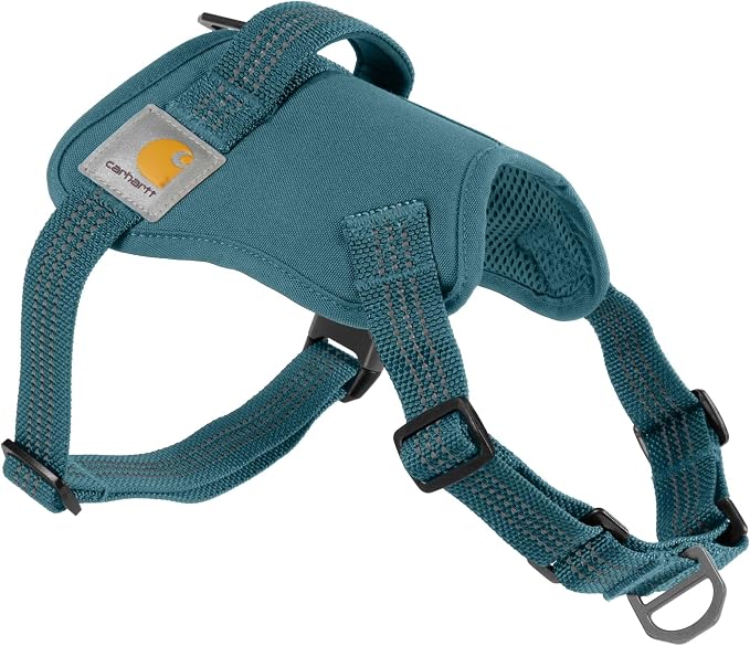 Carhartt Nylon Duck No Pull Dog Harness Harbor Teal S | Fully Adjustable Dog Harness with Quick Control Handle and Reflective Accents by Unknown