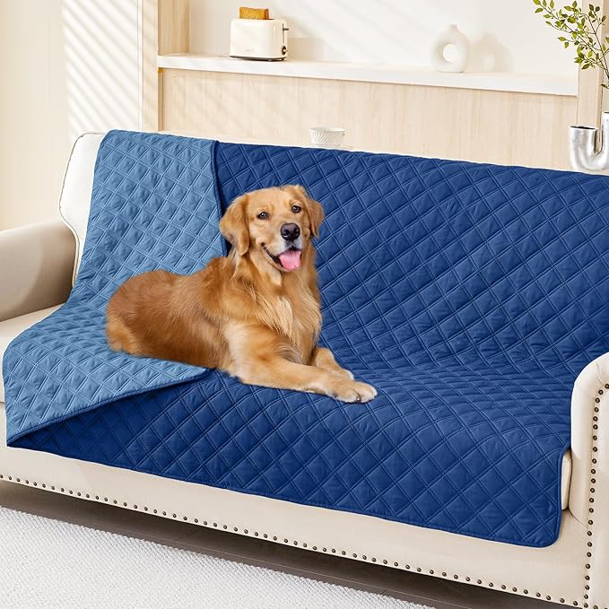 Smiry Waterproof Reversible Pet Couch Covers for Dogs | Pet Friendly, Soft Fabric, Washable Sofa Furniture Protector for Dogs Cat Kids, Checkered (52"x82", Navy/Blue) by Smiry