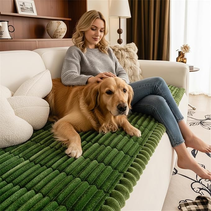 NILUOH Couch Cover for Dogs Washable, Non-Slip Sofa Protector 27.6"x82.7" | Dog Couch Cover, Soft Quilted Flannel, Scratch & Stain Resistant, Machine Washable, Suitable for Leather & Fabric Couch - Image 8