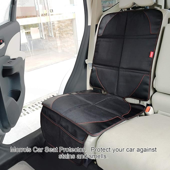 MORROLS Car Seat Protector for Child, Baby, Pets -1 Pack car seat Cover with Thick Padding- Waterproof Universal Size with Mesh Pockets (Black) - Image 2