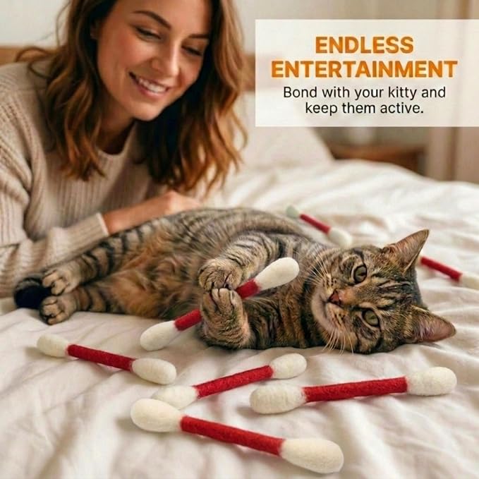 Glaciart One Swabs Cat Toys with Catnip - 6 Pk | Durable for Chew, Cute Cat Toys Interactive Kitty for Boredom, Exercise, & Play | Filled w/Organic Catnip for Anxiety & as Digestive Aid | Gift Idea - Image 5