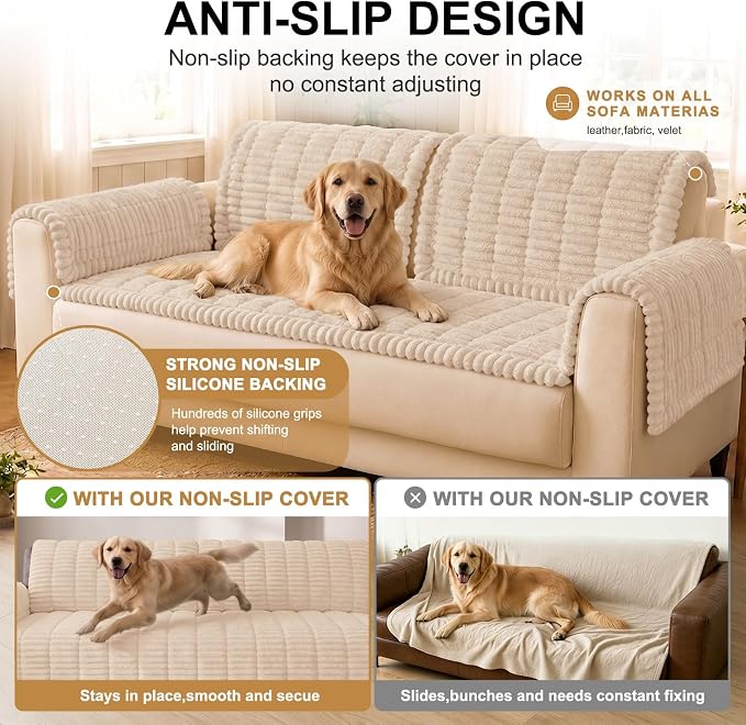 Smiry Couch Cover for Dogs, Non Slip Washable Sofa Protector for Pets | Soft Furniture Cover for Leather & Fabric Couches, Cozy Protect Against Fur, Dirt & Messes, Pet Friendly, 27.6"x59" - Image 10
