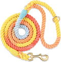 6 FT Handmade Rope Dog Leash for Small Medium and Large Dogs | Soft and Comfortable Grip, New Golden Heavy Duty Metal Clasp, Colorful Rainbow by PetsGoodFriend