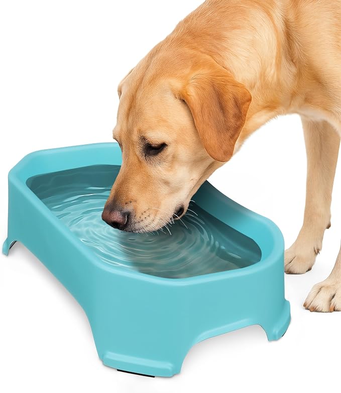 Neater Pet Brands Extra Large Water Bowl for Dogs, Outdoor Dog Water Bowl (1.25 Gallon XL Capacity), Big Trough Style Food Dish for Indoors or Outside, No Spill Large Dog Bowls, Aquamarine by NeaterPetBrands