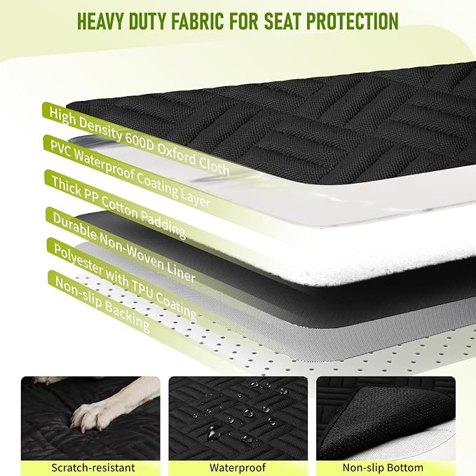 Dog Car Seat Cover for Back Seat, Waterproof 600D Oxford Dog Hammock | for Cars/SUVs/Trucks, Non-Slip Scratch Proof Pet Car Seat Protector with Mesh Window, Easy to Clean & Install, 54 Inch - Image 4