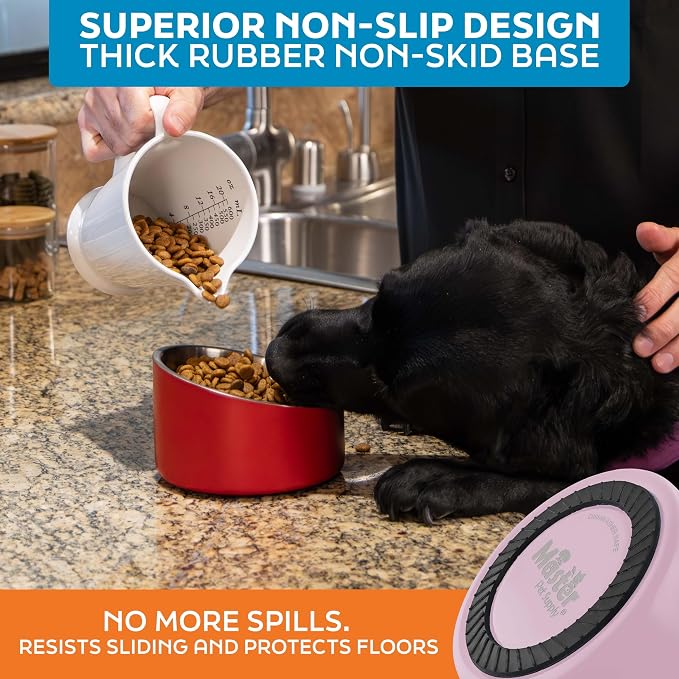 Master Pet Supply Stainless Steel Slanted Dog Cat Food Bowl 16 oz Rose | Heavy Duty Double Wall Insulated Non-Slip Elevated Bowl for French Bulldogs Pugs Cats Anti Rust Dishwasher Safe, Rose Quartz - Image 5