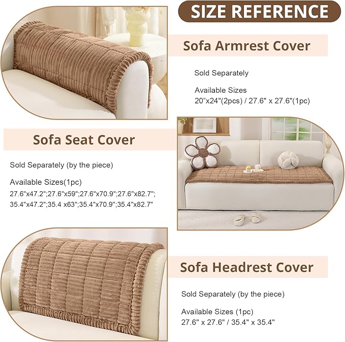OstepDecor Couch Cover for Dogs, Washable Non Slip Sofa Cover for Pets | Soft Couch Covers for Sofa, Loveseat and Sectional, Furniture Protector Against Pet Hair & Dirt (27.6" x 82.7", Brown) - Image 3