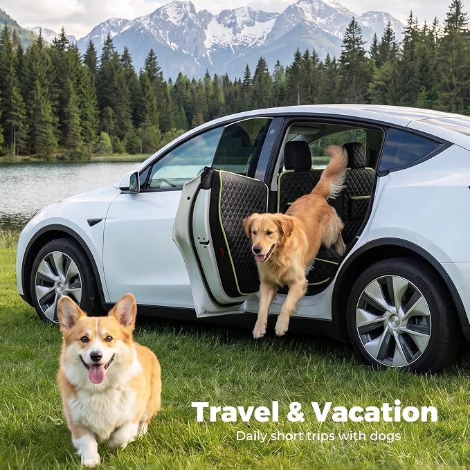 Dog Car Seat Cover for Tesla Model 3 Model Y, Scratch-Resistant Leather with 360° Full Coverage, Non-Slip Car Dog Hammock with Window Flap Insert Fixing, Waterproof Car Seat Protector for Back Seat - Image 8